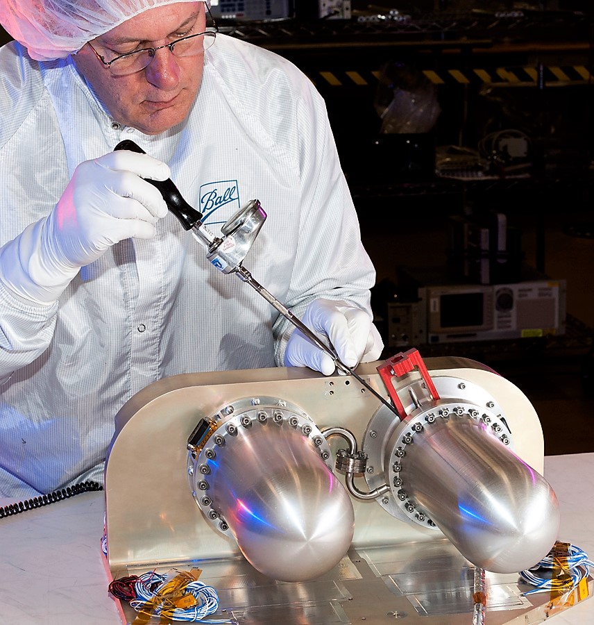 An engineer working on a thermal sensor.
