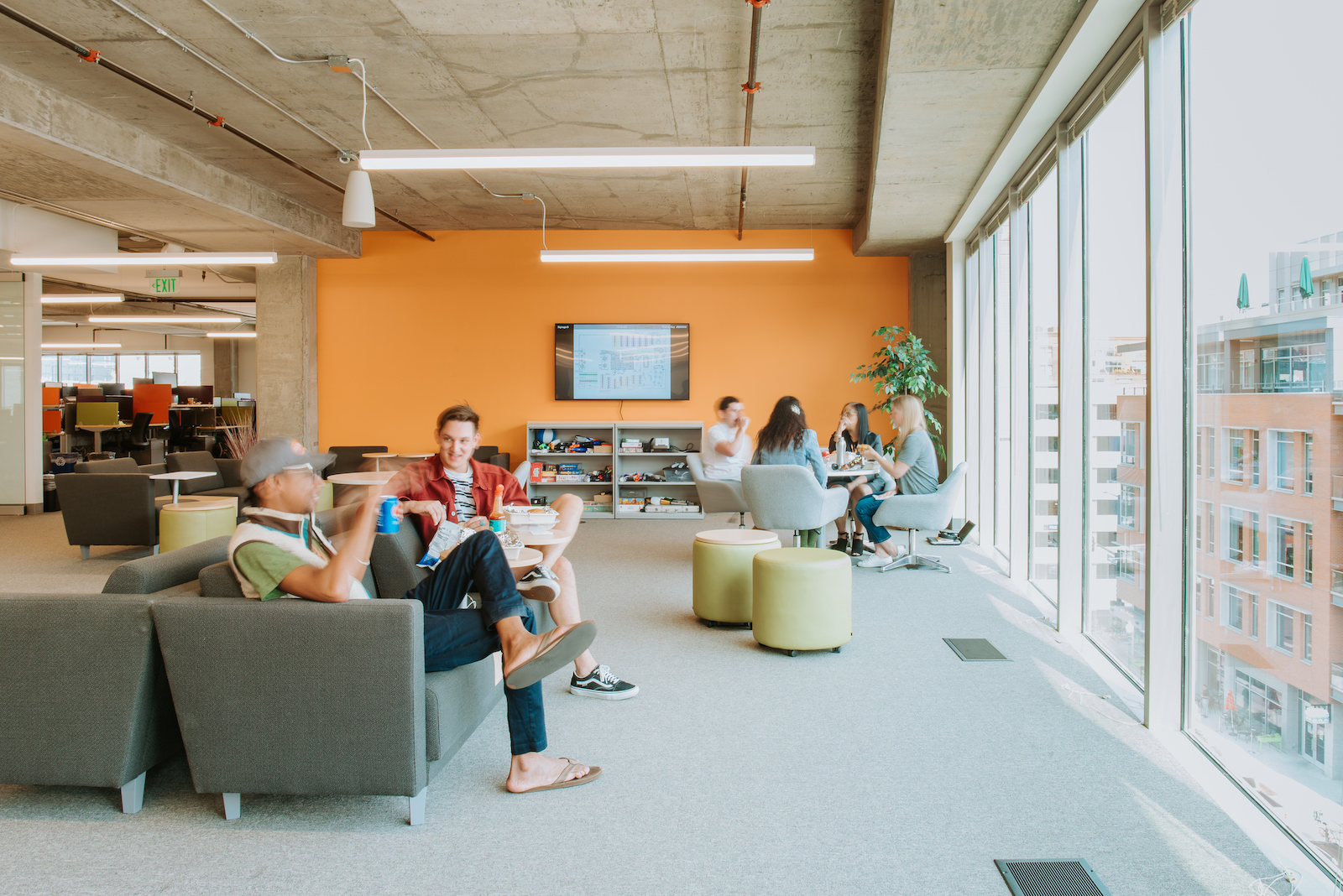 Employees working in the Pie Insurance offices