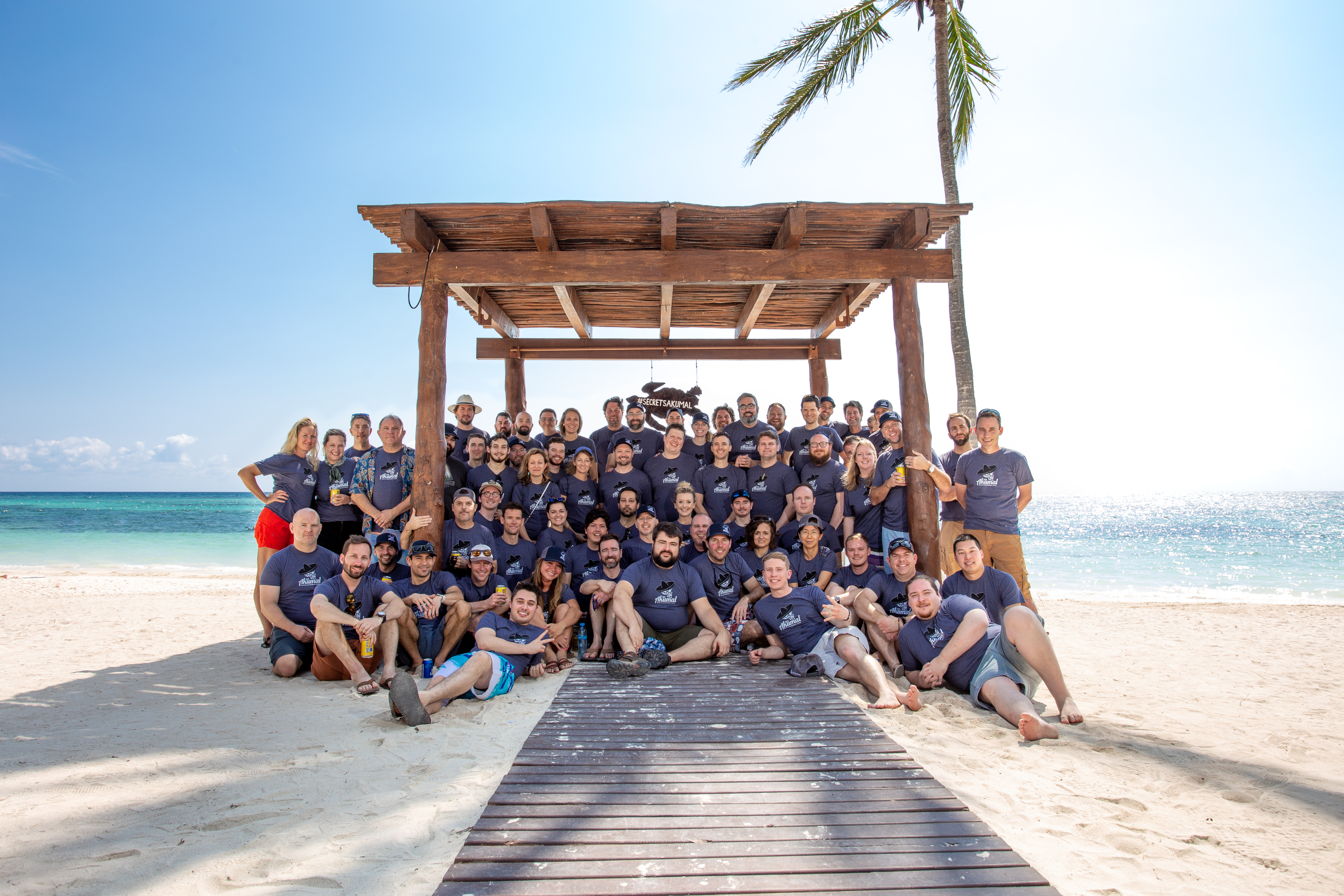 Automox group photo at companywide retreat to Mexico