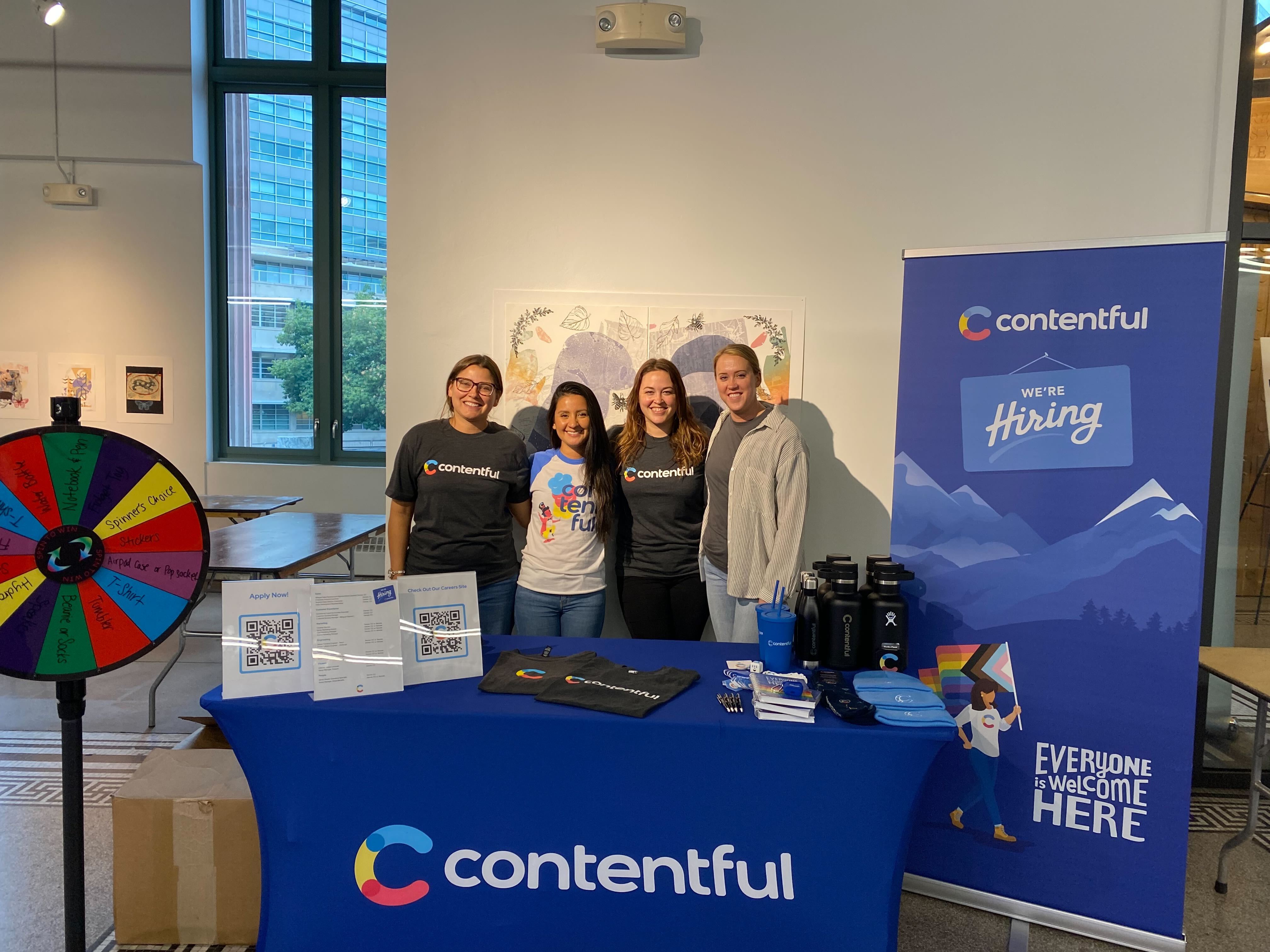 A group of Contentful employees during a company event.