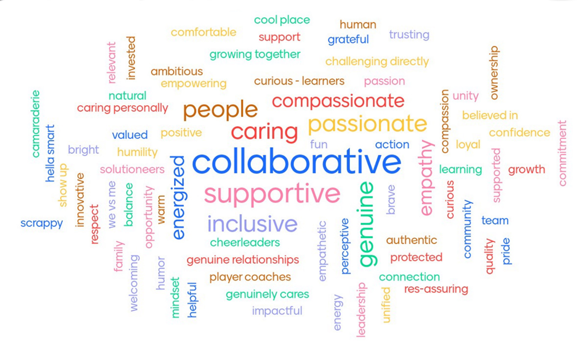 Image made up of core value description words