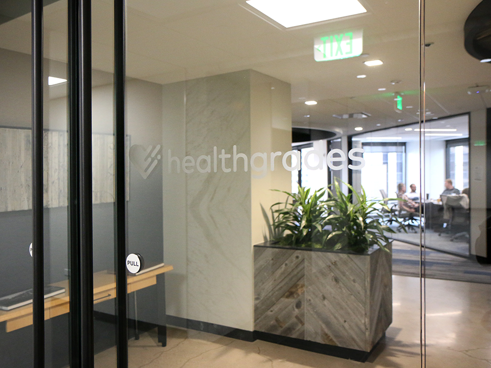 Healthgrades entrance and logo