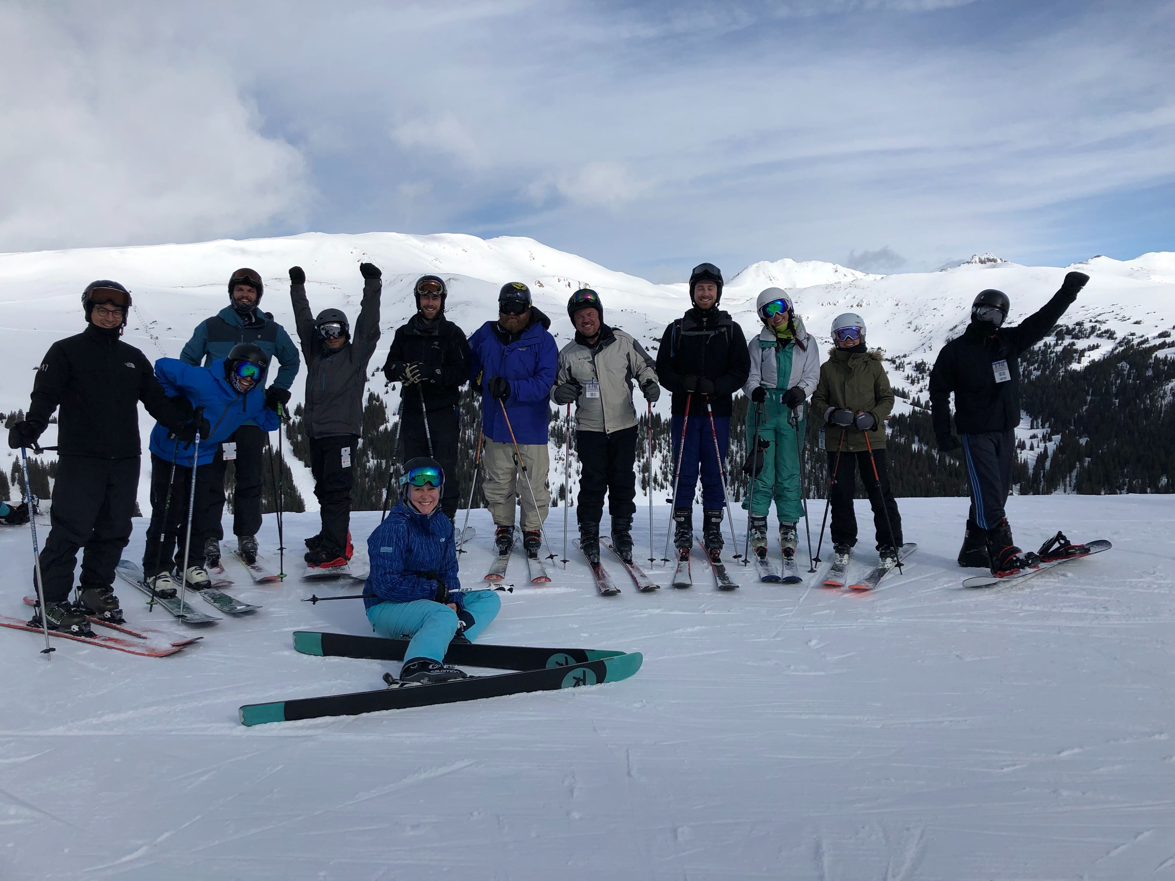 Ski trip people on a mountain