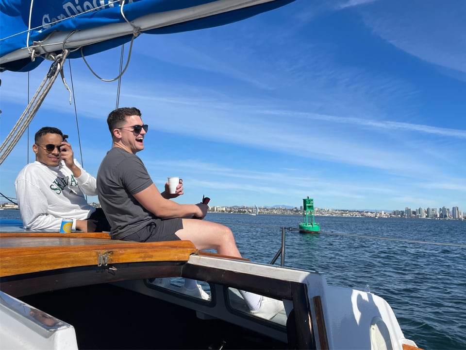 InvestNext coworkers on a boat