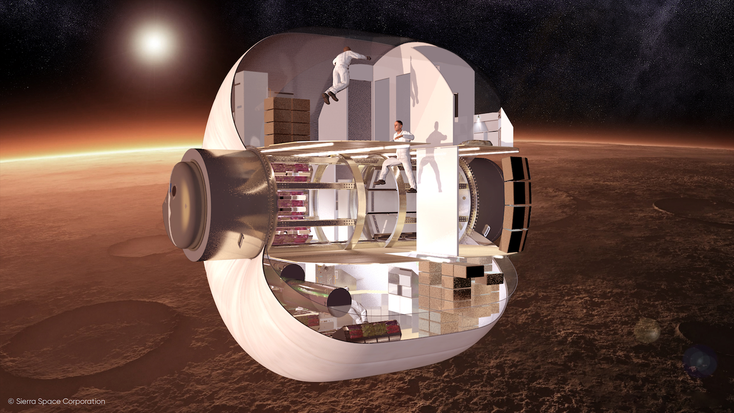 A rendering of Sierra Space’s LIFE habitat near Mars.