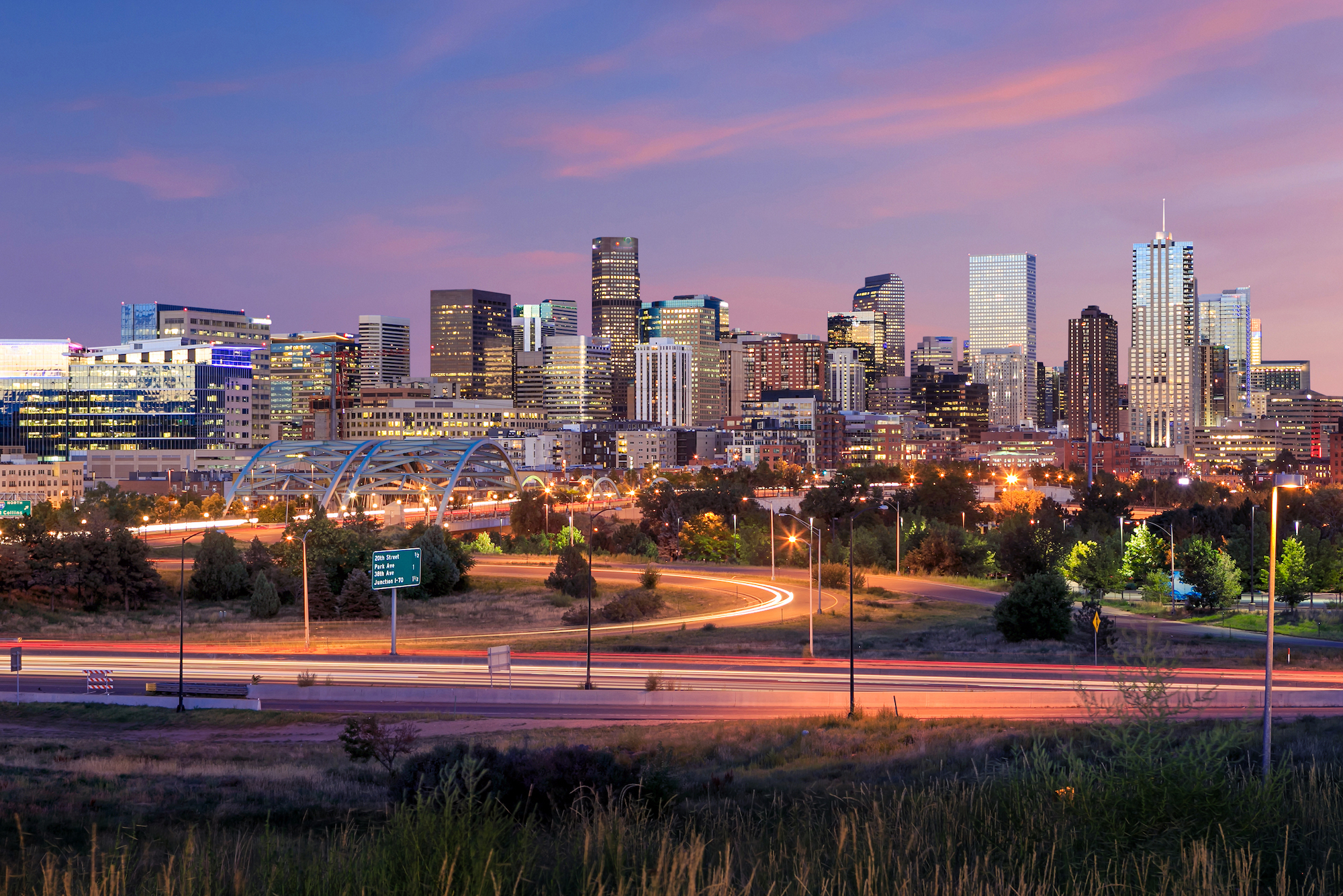 A photo of the Denver skyline.