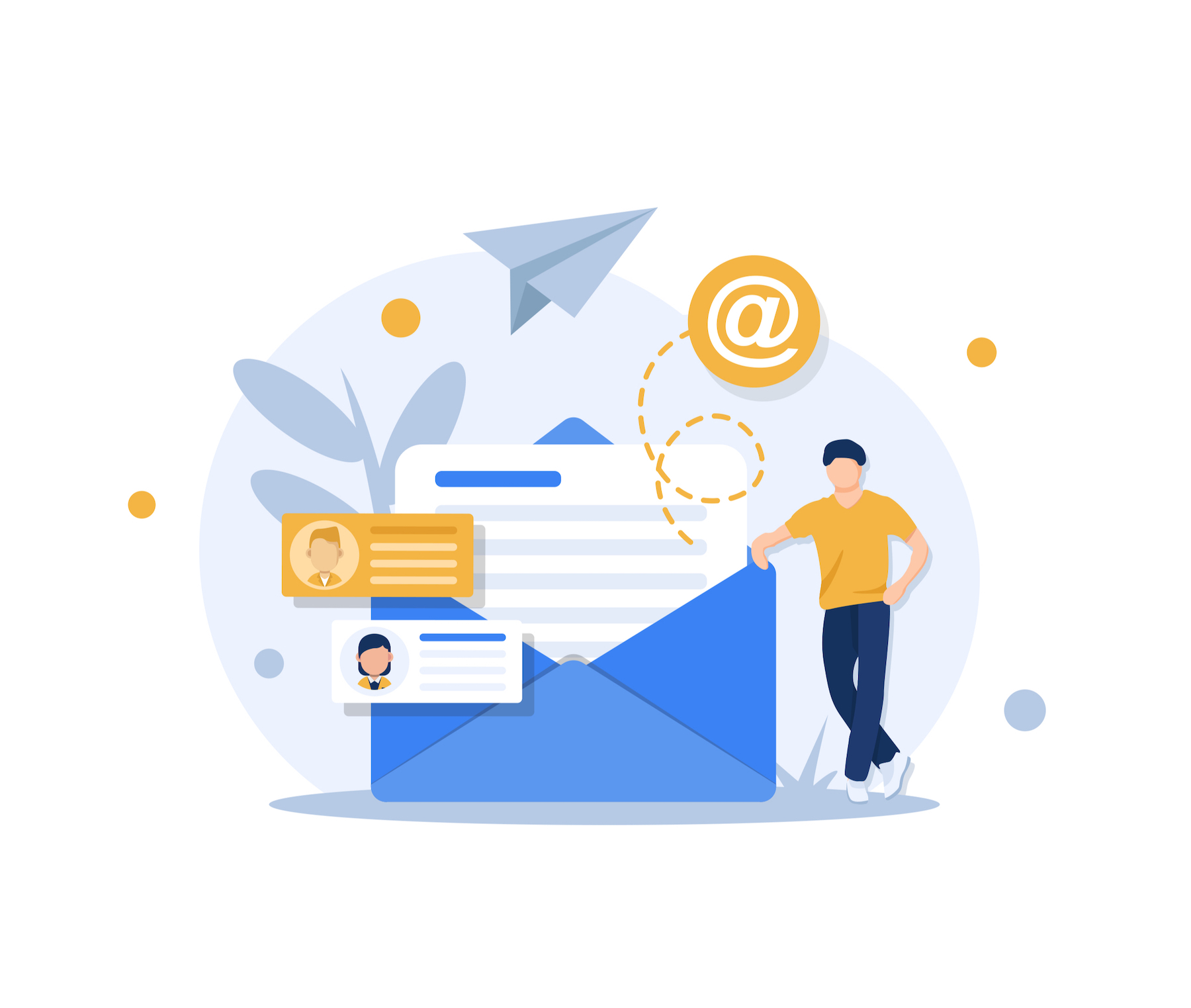 Man with email marketing illustration