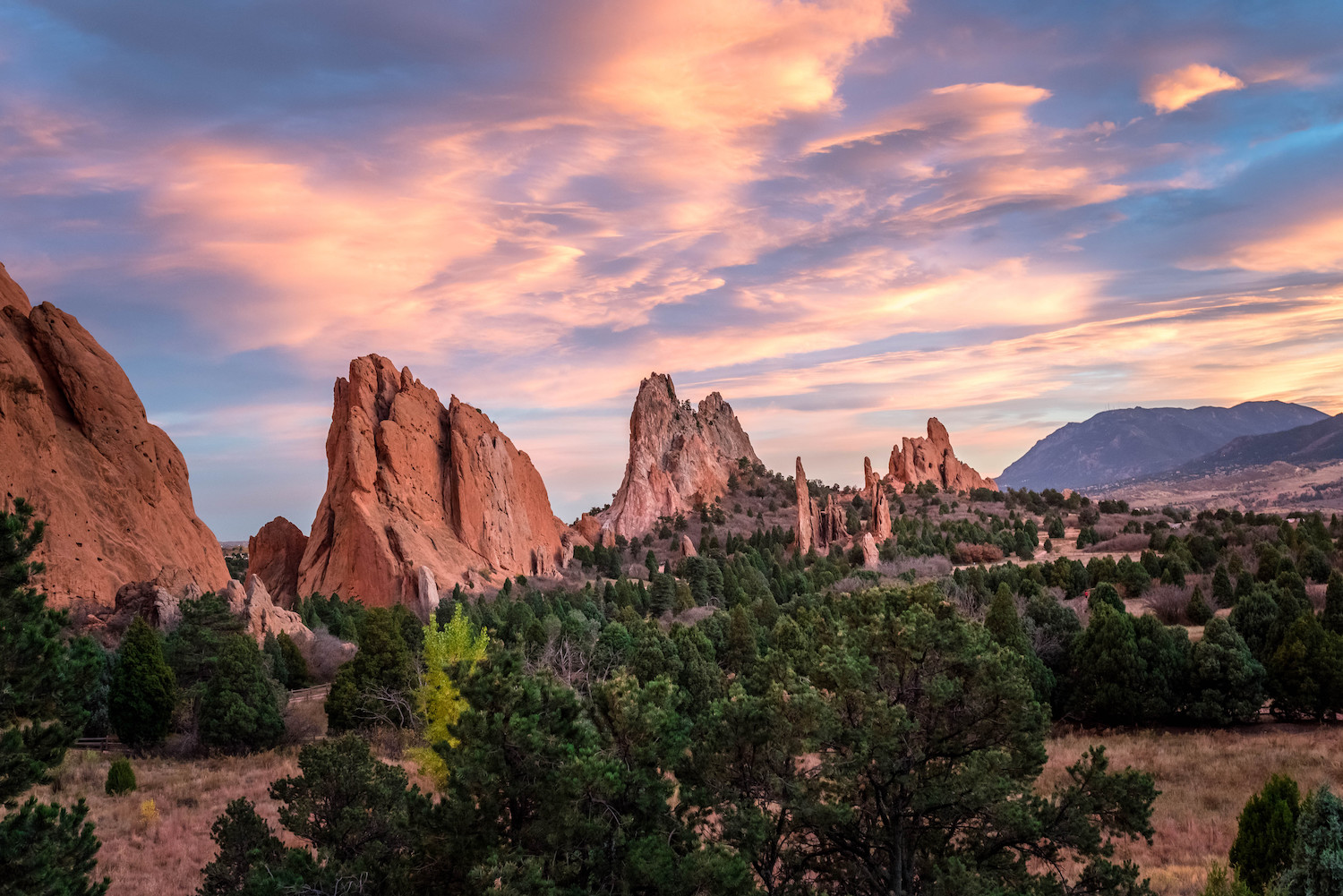 Garden of the Gods during sunset.