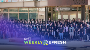 Homebot’s staff pose outside of its headquarters in Denver.