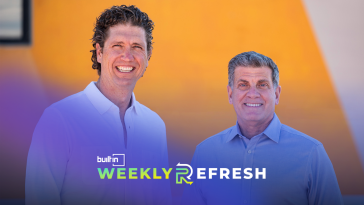 Ben Wright (left) is the founder and former CEO of Velocity Global. Frank Calderoni (right) is the company's new CEO pose for a photo.