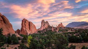 Garden of the Gods during sunset.