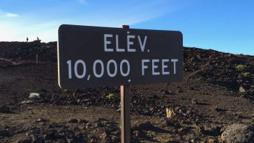 Photo of a sign that reads “Elev. 10,000 Feet”