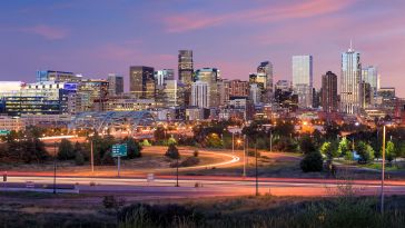 A photo of the Denver skyline.